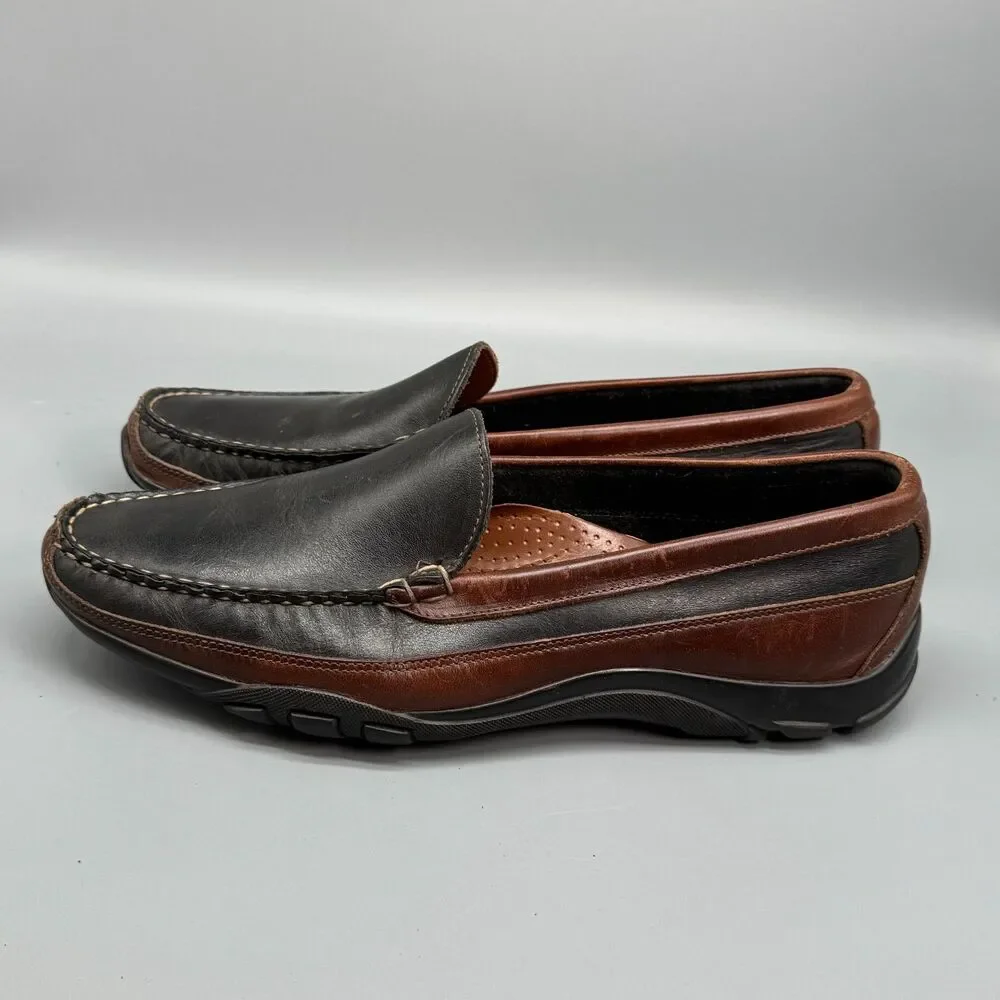 Allen Edmonds Boulder Venetian Men's 11.5 Black Brown Leather Driving Moccasin